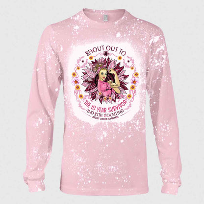Shout Out To The Survivor - Personalized Breast Cancer Awareness Handmade Bleached Shirts