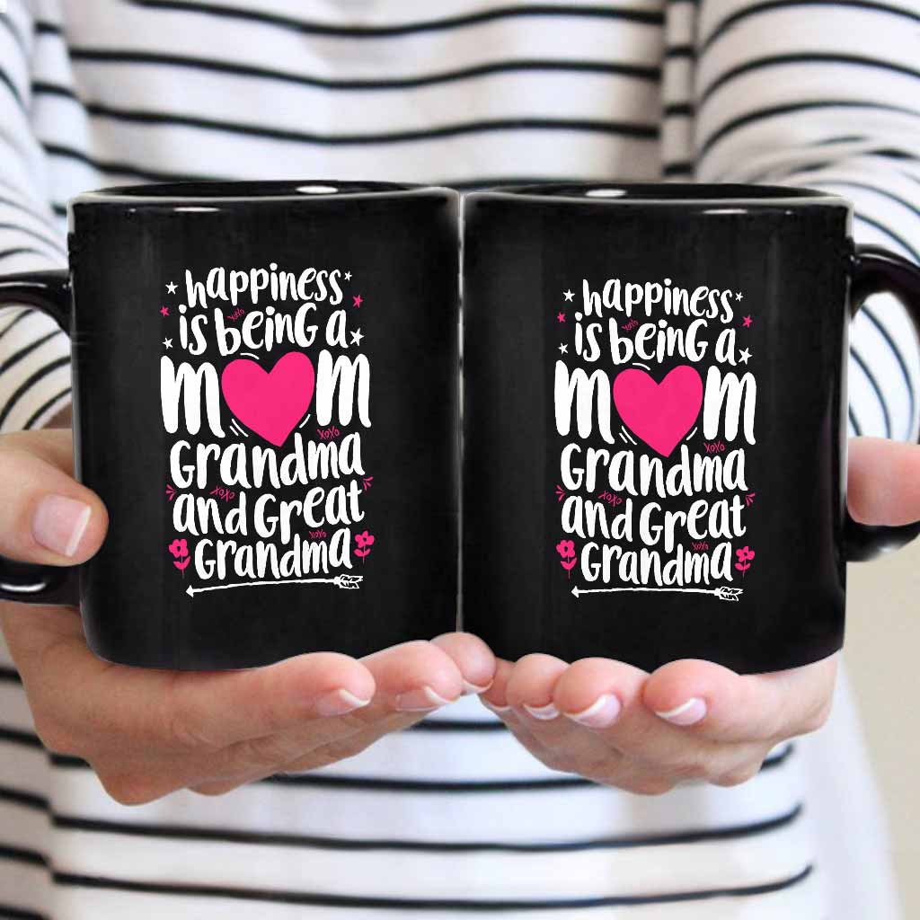 Happiness Is Being A Mom Great Grandma - Grandma Mug 0921