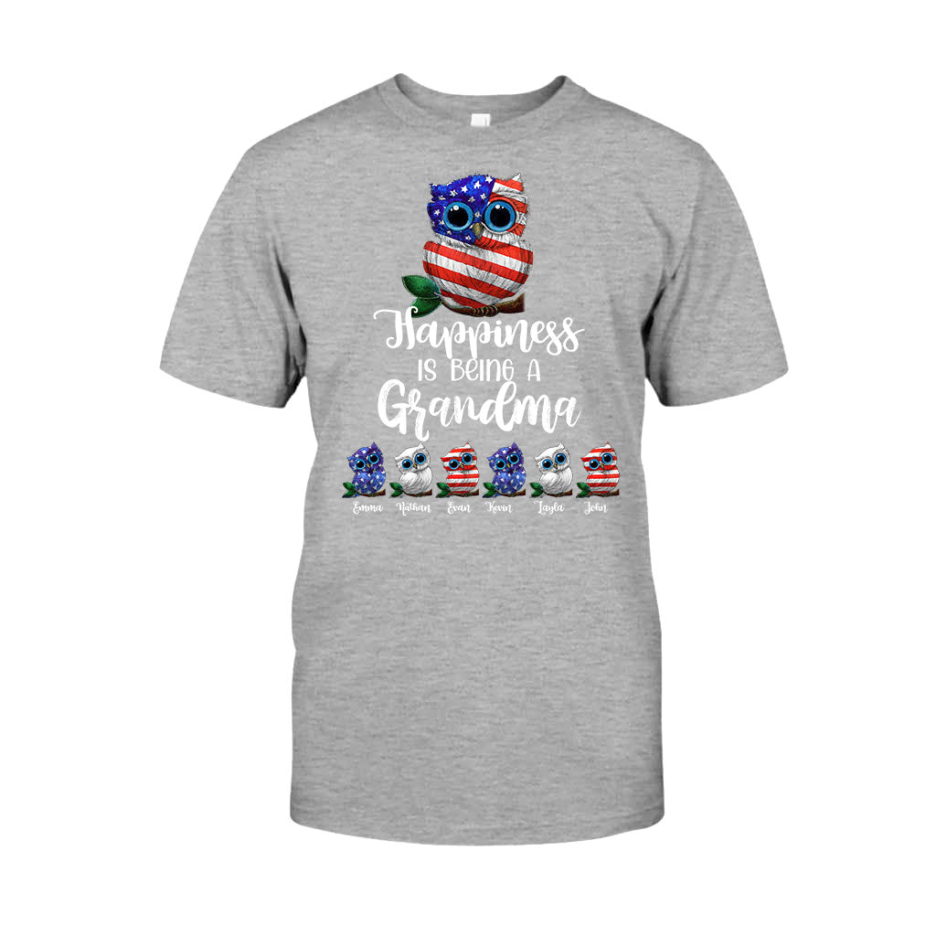 Happiness Is Being A Grandma - Personalized Independence Day T-shirt and Hoodie