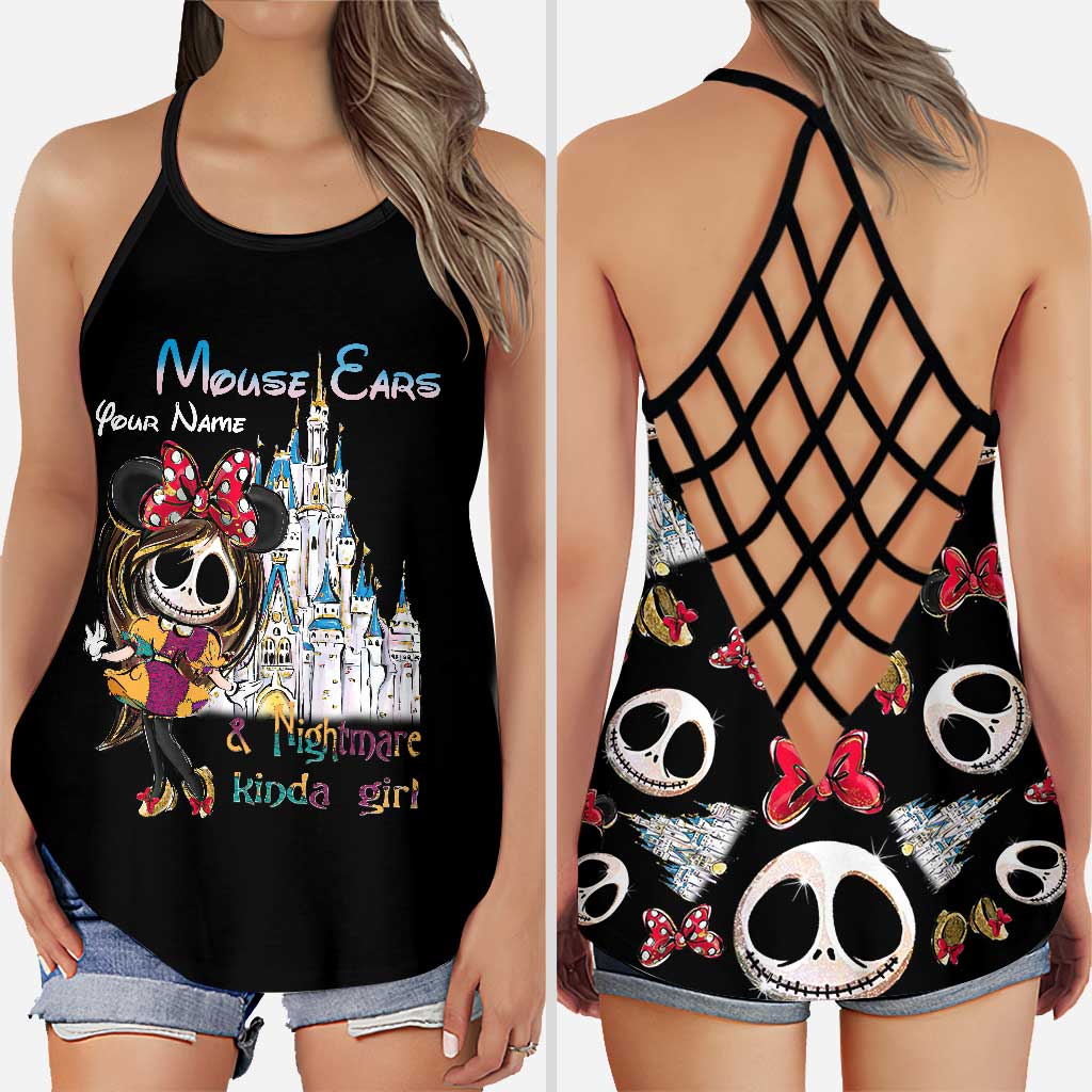 Mouse Ears And Nightmare - Personalized Cross Tank Top and Leggings