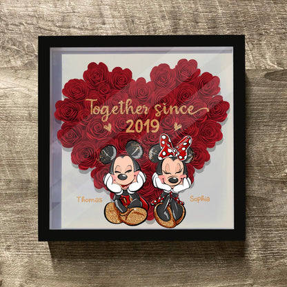 Together Sine - Personalized Mouse Flower Shadow Box