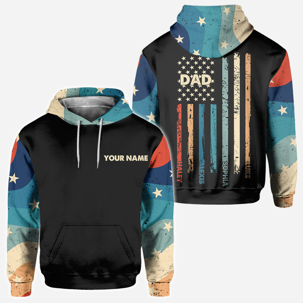 Stars And Stripes - Personalized Independence Day Father All Over T-shirt and Hoodie
