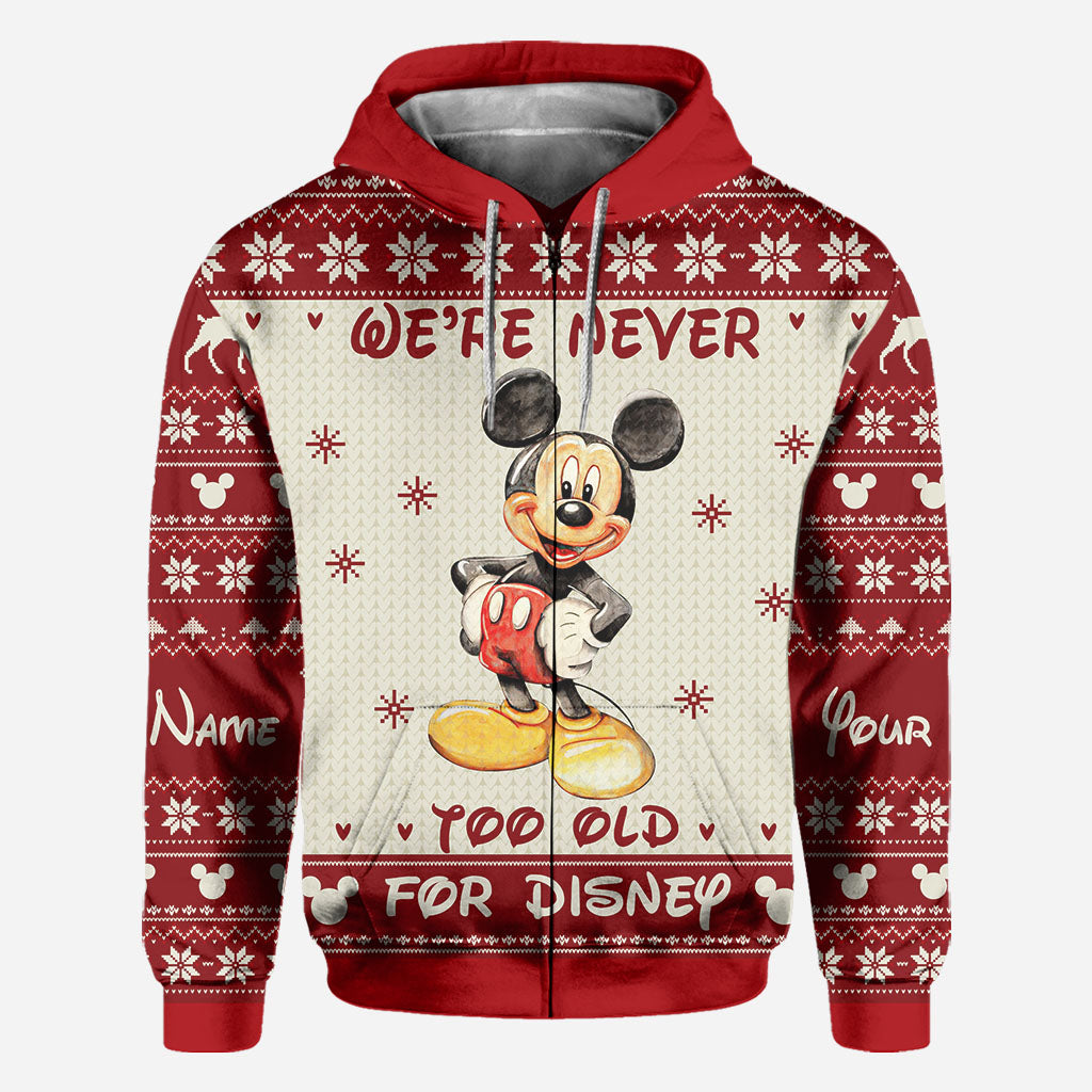 Never Too Old - Personalized Christmas Mouse All Over T-shirt and Hoodie