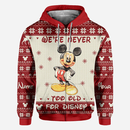 Never Too Old - Personalized Christmas Mouse All Over T-shirt and Hoodie