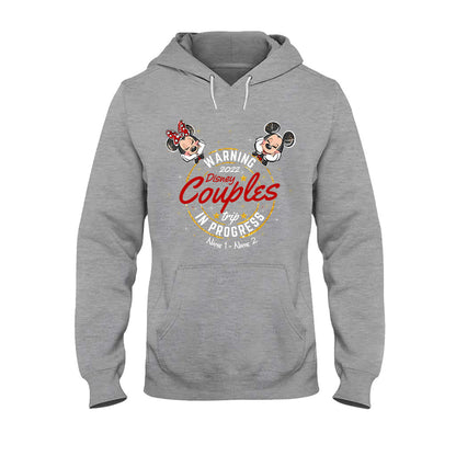 Warning Couple Trip In Progress - Personalized Mouse T-shirt and Hoodie