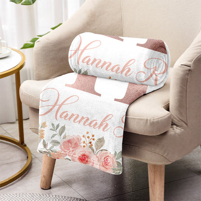 Floral Custom Name - Personalized Newborn Blanket