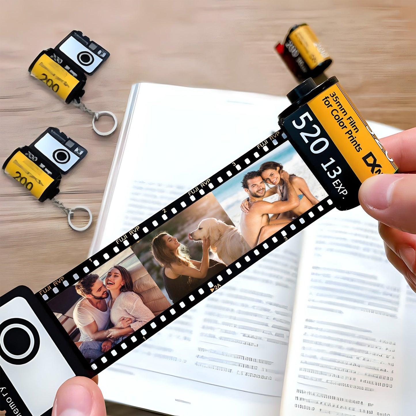 Vintage Film Strip - gift for girlfriend, wife, boyfriend, husband - Personalized Film Roll Keychain