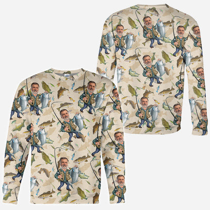 Photo Inserted Funny Fishing - Personalized Fishing All Over Shirt