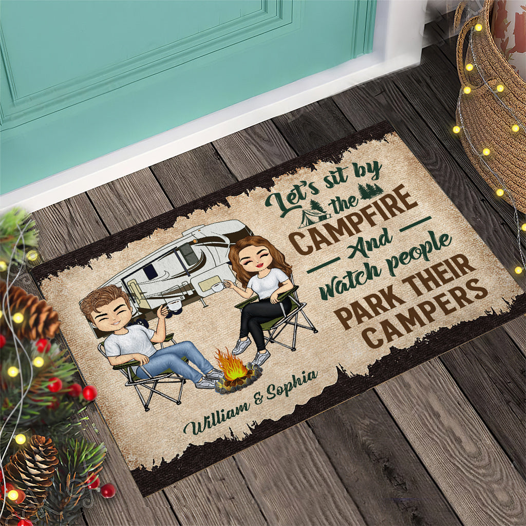 Let's Sit By The Campfire - Personalized Couple Camping Doormat