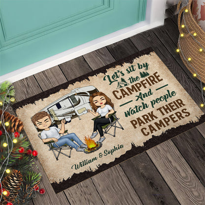Let's Sit By The Campfire - Personalized Couple Camping Doormat