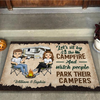 Let's Sit By The Campfire - Personalized Couple Camping Doormat