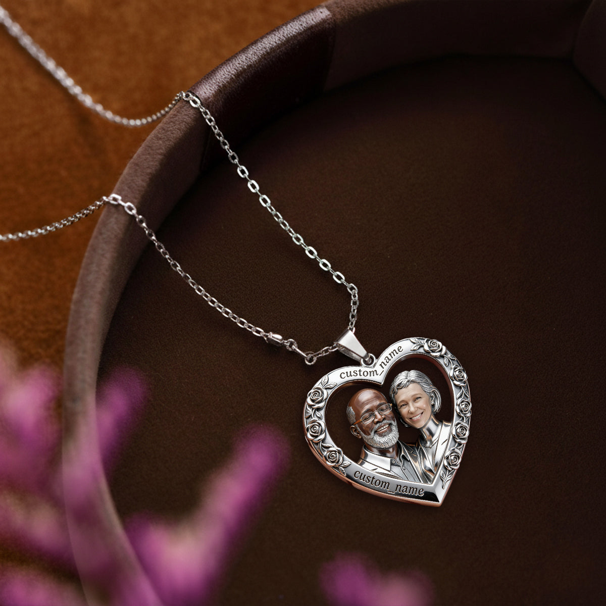 Couple Gift - Personalized Couple Shaped Acrylic Pendant Necklace
