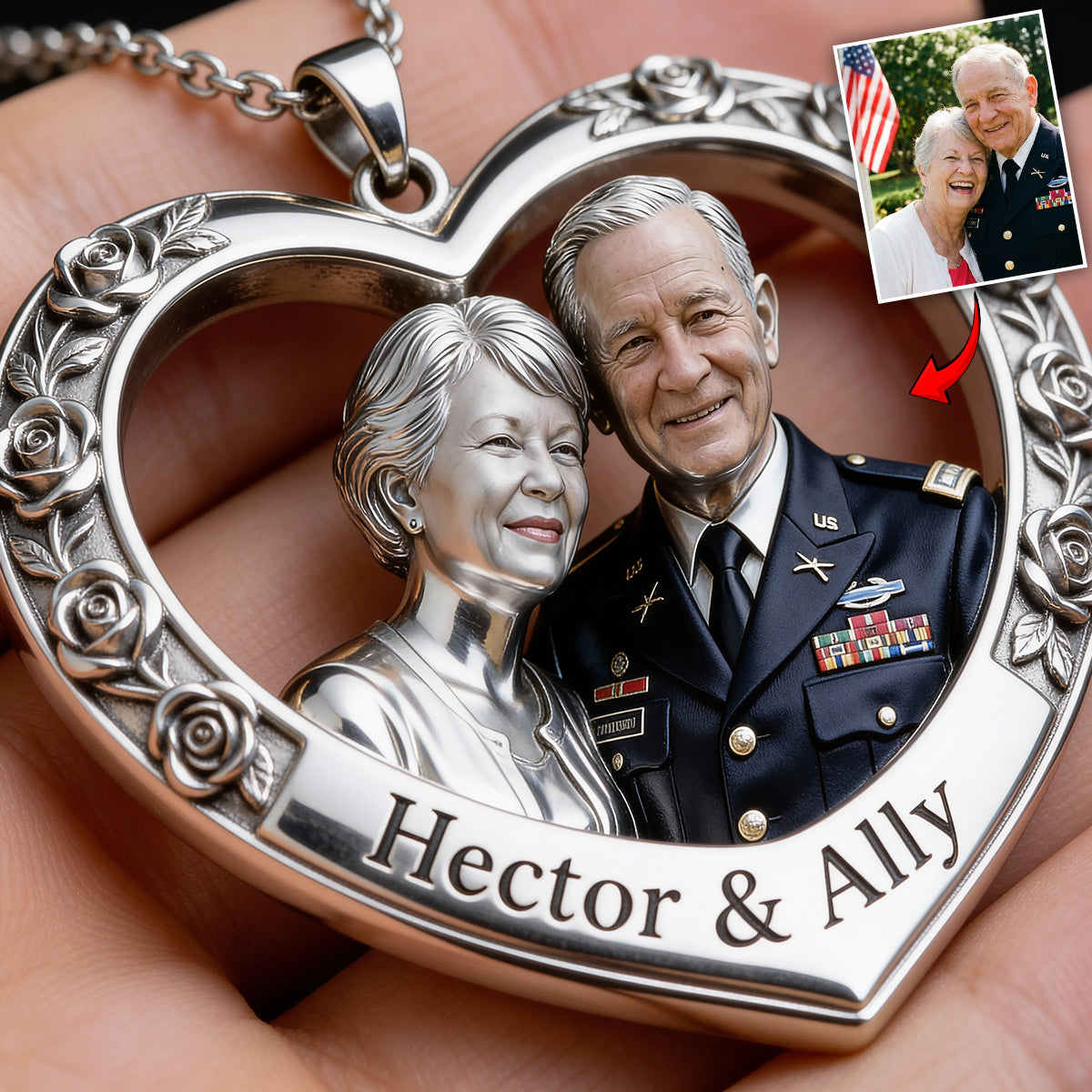 Couple Gift - Personalized Couple Shaped Acrylic Pendant Necklace