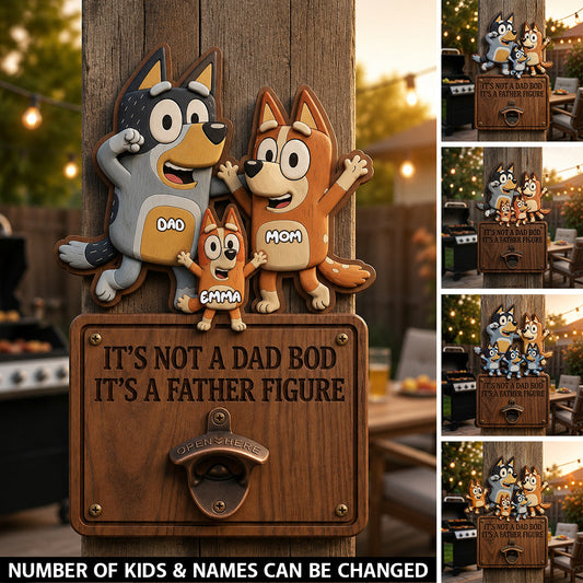 It's A Father Figure - Personalized Blue Dog Wall Bottle Opener