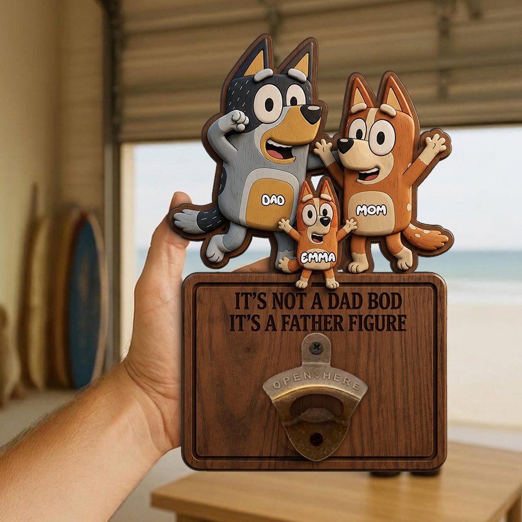 It's A Father Figure - Personalized Blue Dog Wall Bottle Opener