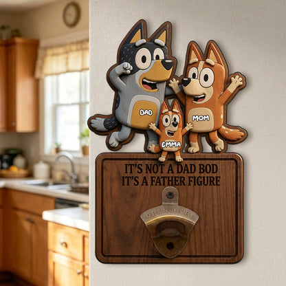 It's A Father Figure - Personalized Blue Dog Wall Bottle Opener