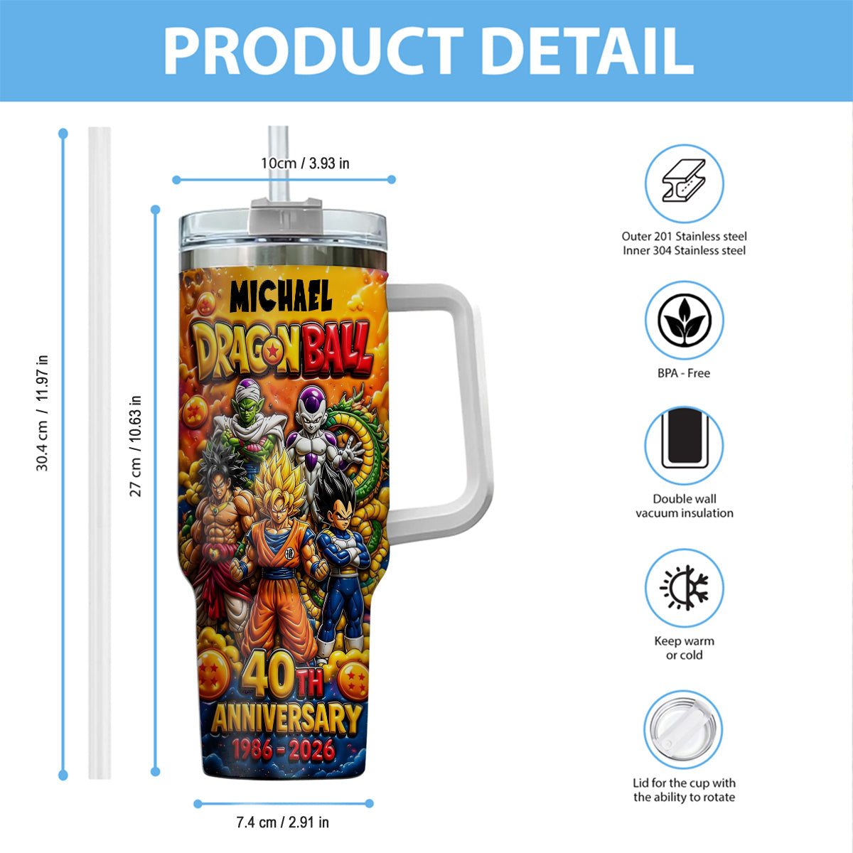 Best Memories - Personalized Seven Balls Tumbler With Handle