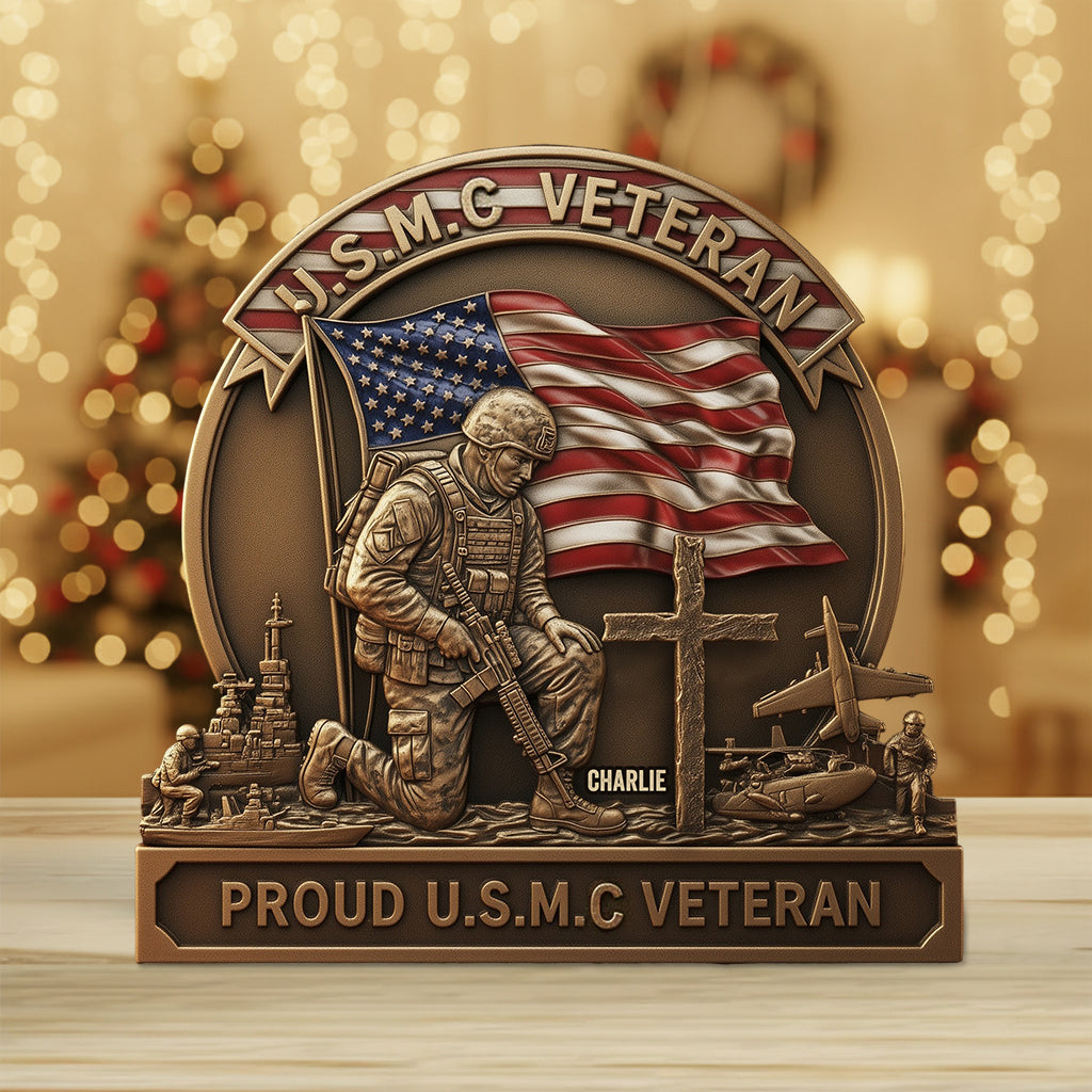 Proud Veteran - Personalized Veteran Custom Shaped Acrylic Plaque