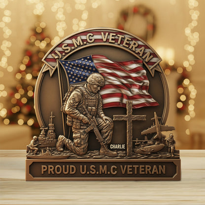 Proud Veteran - Personalized Veteran Custom Shaped Acrylic Plaque