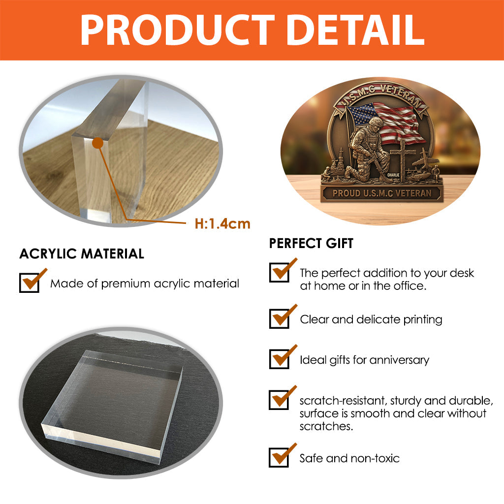 Proud Veteran - Personalized Veteran Custom Shaped Acrylic Plaque