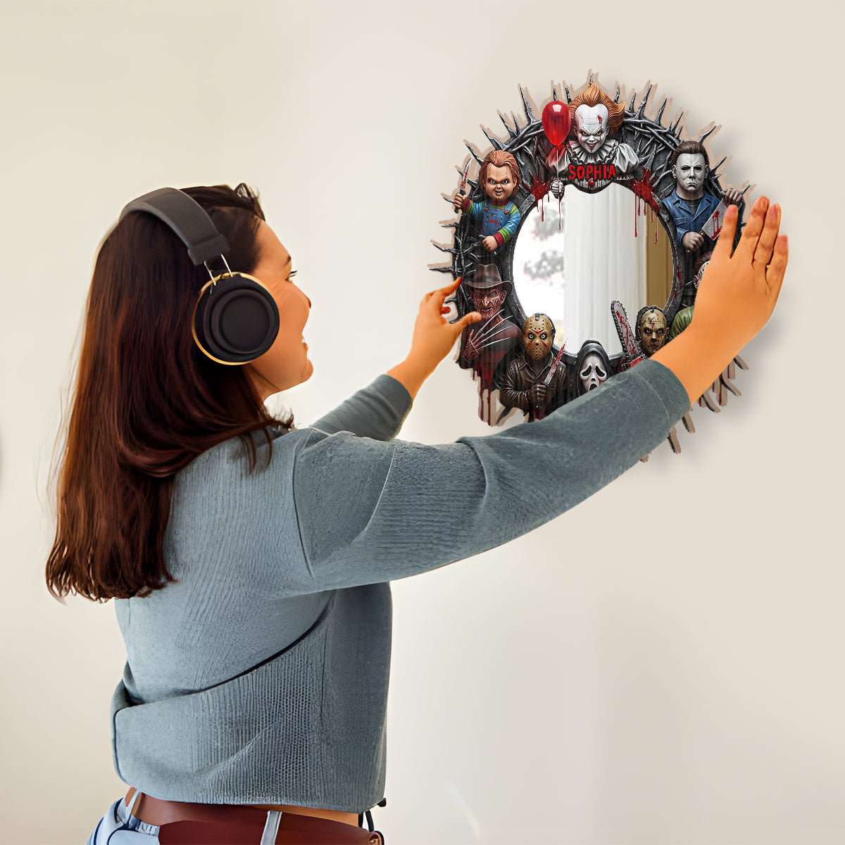 Spooky Halloween - Personalized Horror Character Wall Hanging Mirror
