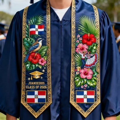 Proud Dominican Republic, Class Of 2026 - Personalized Graduation Graduation Stole