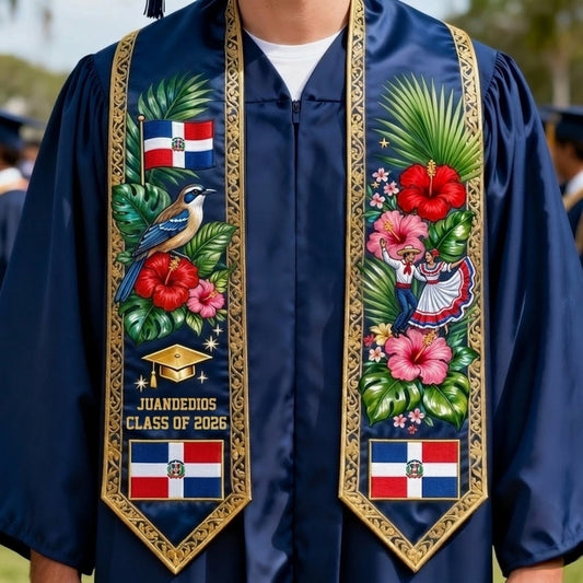 Proud Dominican Republic, Class Of 2026 - Personalized Graduation Graduation Stole