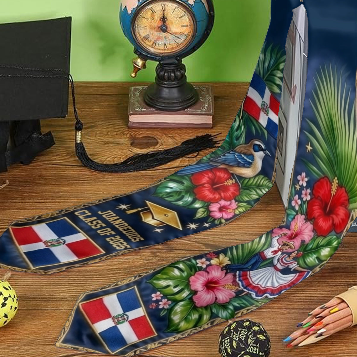 Proud Dominican Republic, Class Of 2026 - Personalized Graduation Graduation Stole