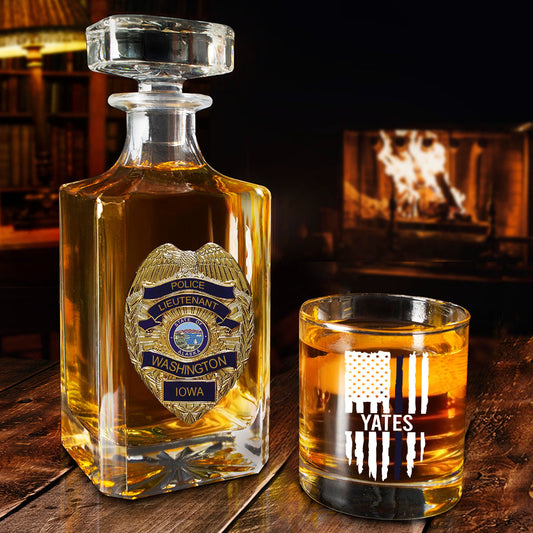 Love What I Do - Personalized Police Officer Whiskey Decanter Set