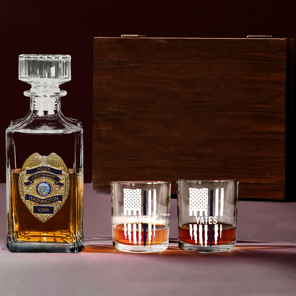 Love What I Do - Personalized Police Officer Whiskey Decanter Set