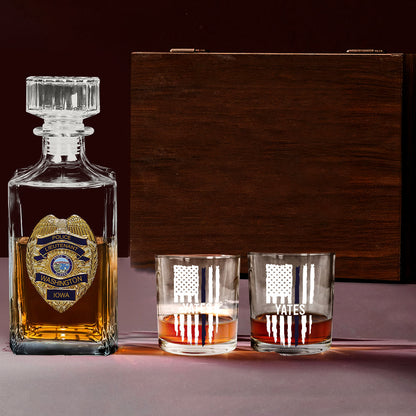 Love What I Do - Personalized Police Officer Whiskey Decanter Set
