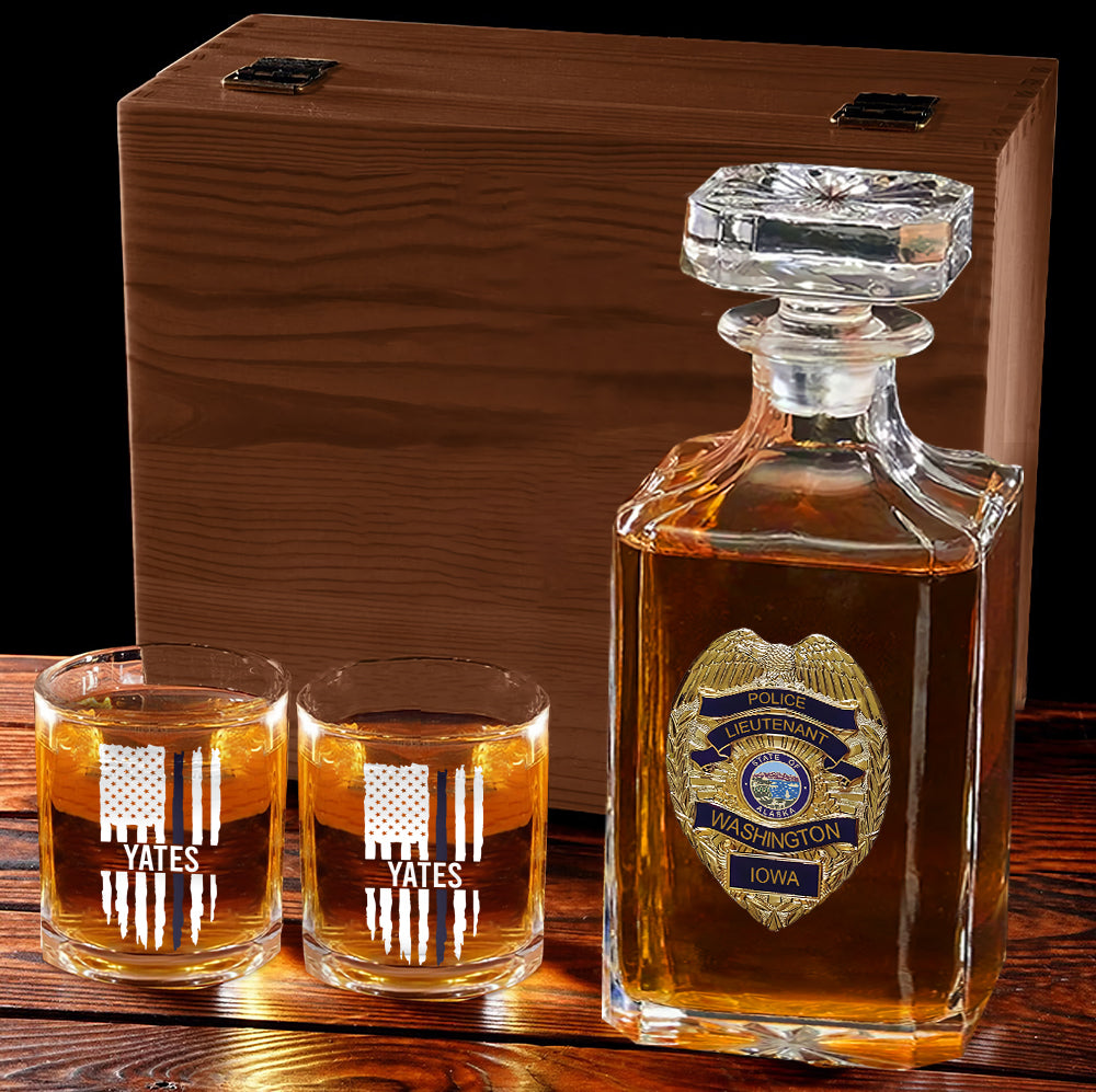 Love What I Do - Personalized Police Officer Whiskey Decanter Set