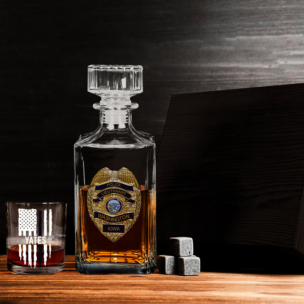 Love What I Do - Personalized Police Officer Whiskey Decanter Set