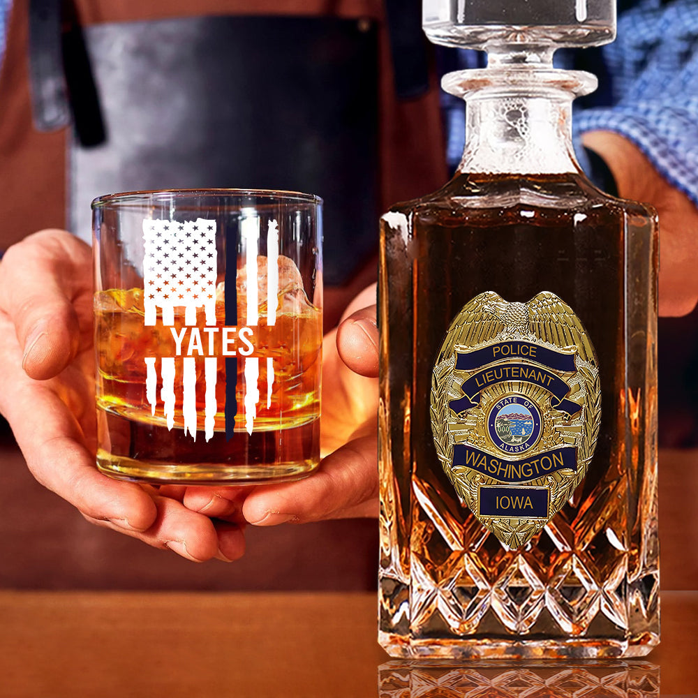 Love What I Do - Personalized Police Officer Whiskey Decanter Set