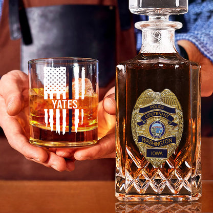 Love What I Do - Personalized Police Officer Whiskey Decanter Set