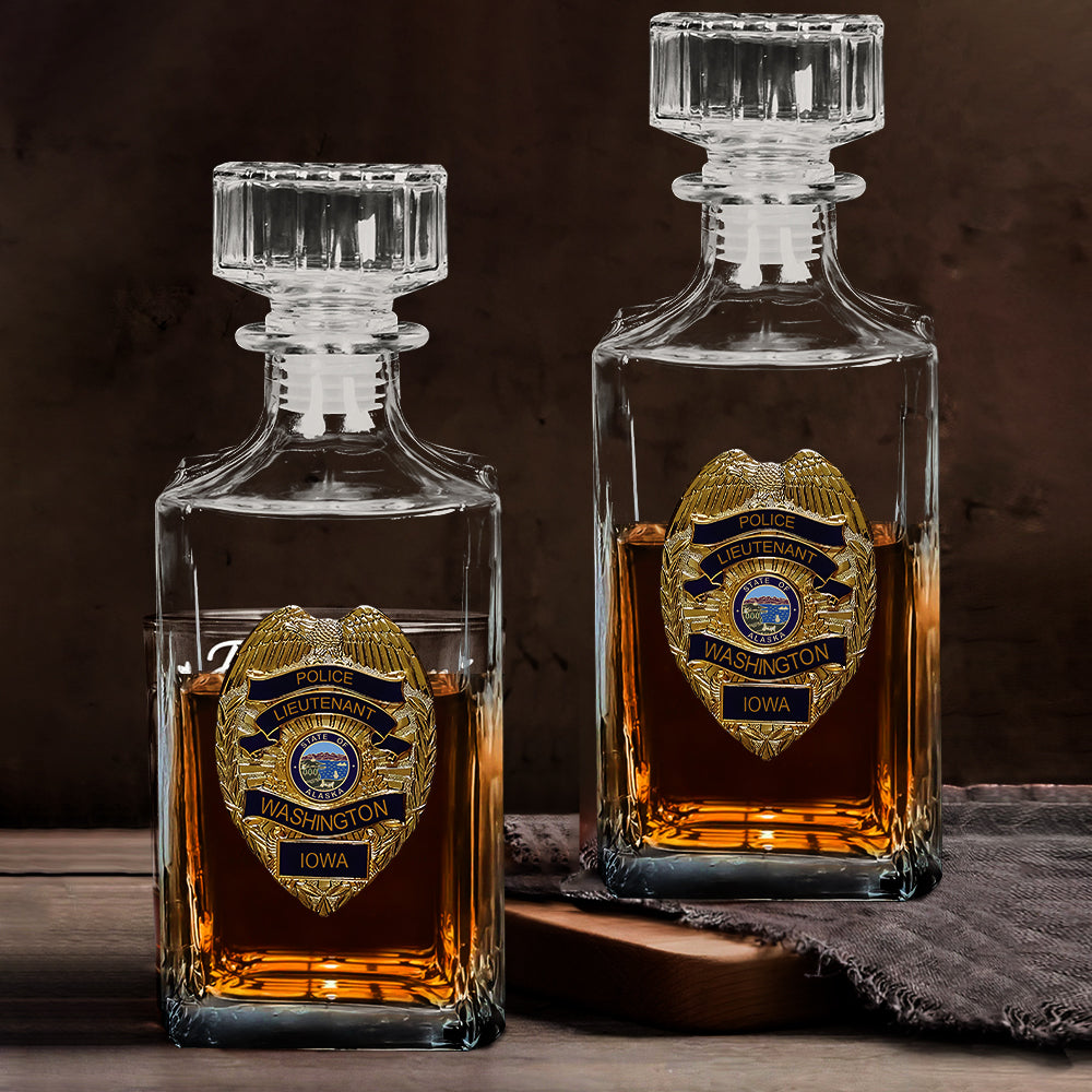 Love What I Do - Personalized Police Officer Whiskey Decanter Set