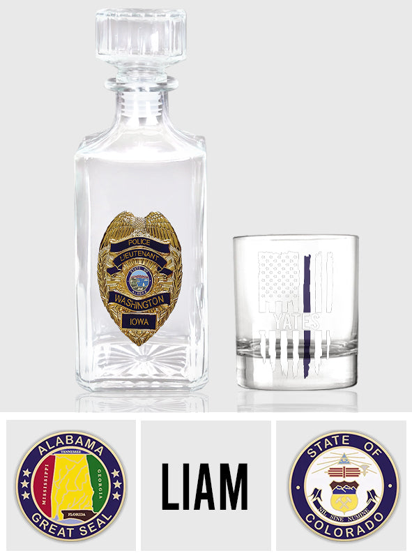 Love What I Do - Personalized Police Officer Whiskey Decanter Set