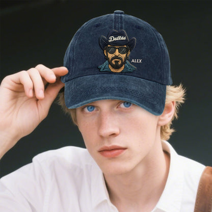 Vintage Mascot - Personalized Football Washed Denim Cap