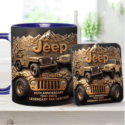 Jeep 85th Anniversary - Personalized Car Accent Mug & Coaster
