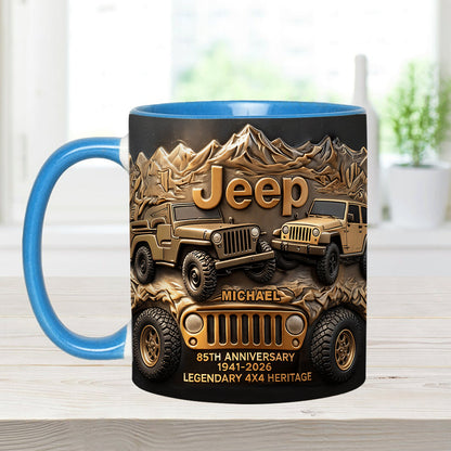 Jeep 85th Anniversary - Personalized Car Accent Mug & Coaster