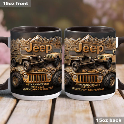 Jeep 85th Anniversary - Personalized Car Accent Mug & Coaster