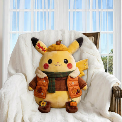 Cute Yellow Buddy - Personalized Monster Trainer Premium Faux Fur Pillow