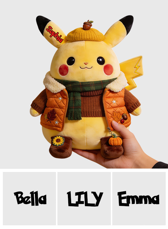 Cute Yellow Buddy - Personalized Monster Trainer Premium Faux Fur Pillow