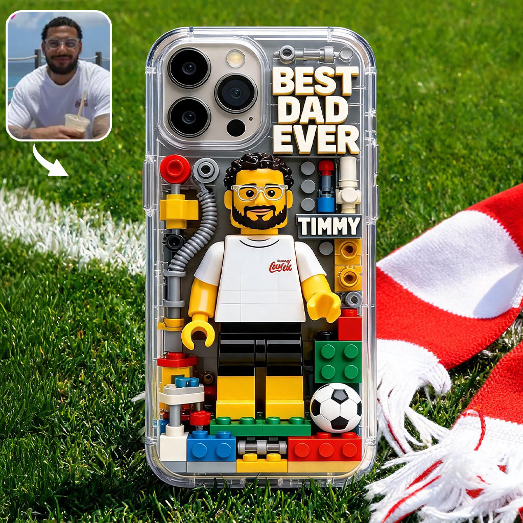 Custom Brick Human Style From Any Photo - Personalized Father Clear Phone Case