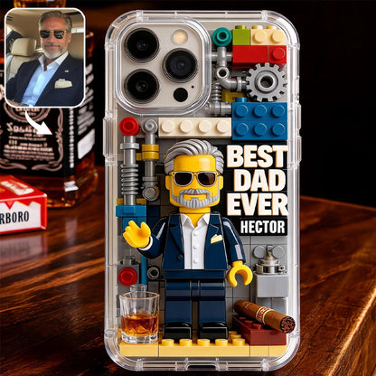 Custom Brick Human Style From Any Photo - Personalized Father Clear Phone Case
