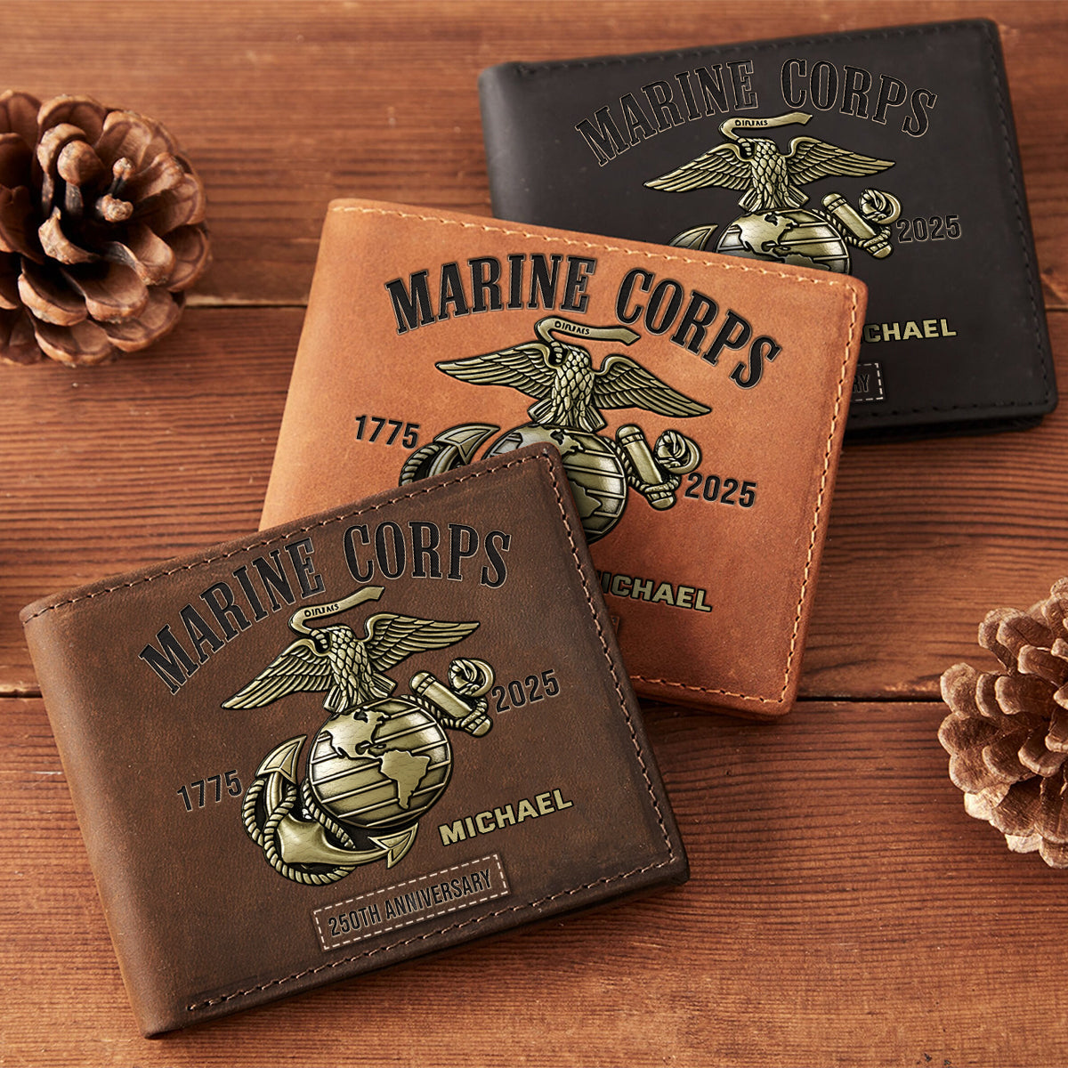 250th Anniversary - Personalized Veteran Leather Wallet