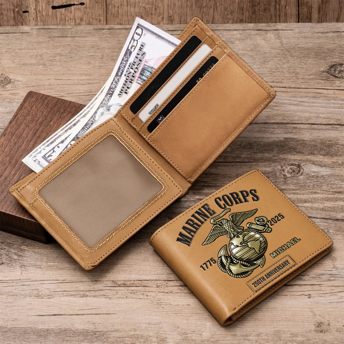 250th Anniversary - Personalized Veteran Leather Wallet