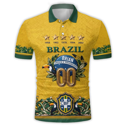 Brazil Five Times Champion - Personalized Soccer Polo Shirt