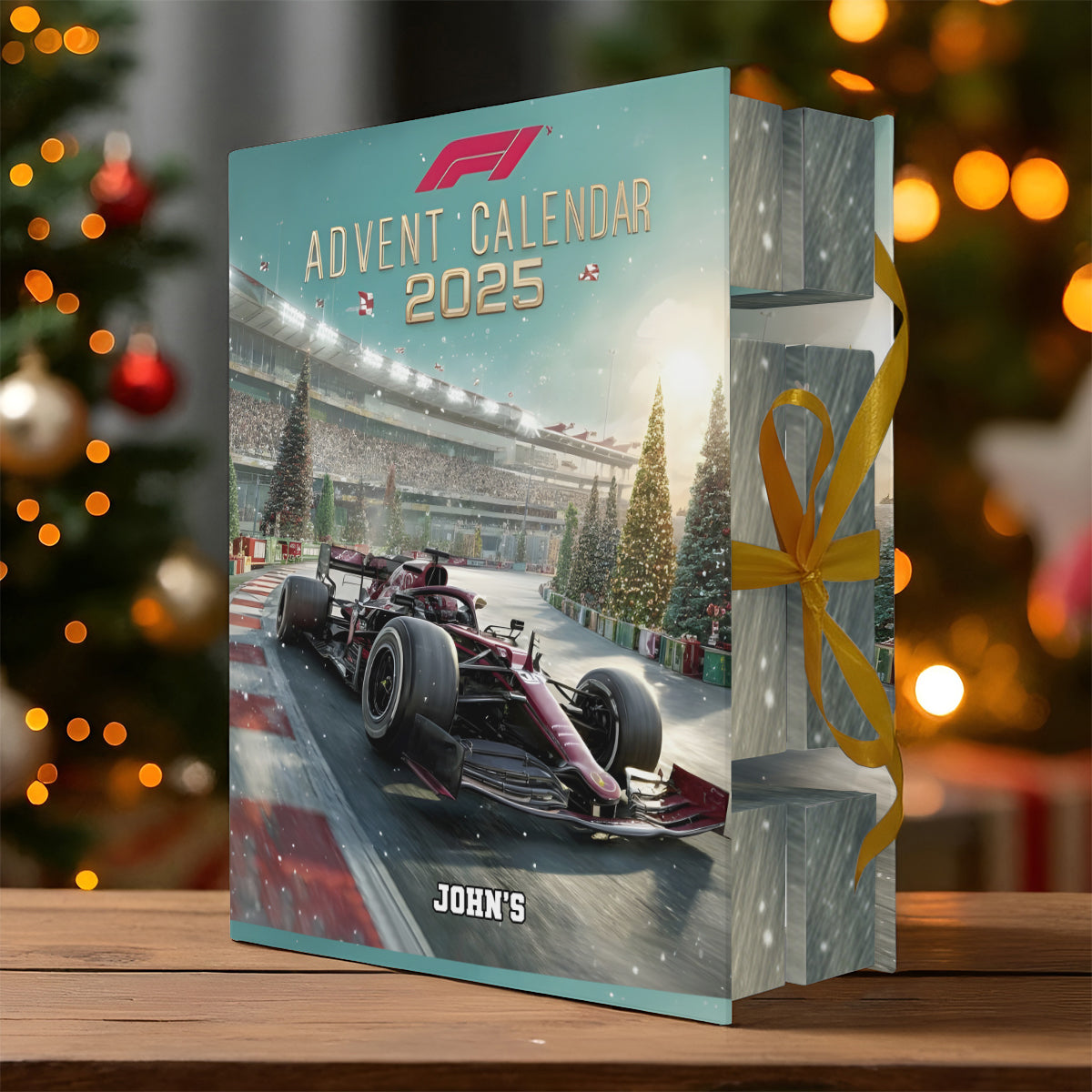 Car Racing - Personalized Formular One F1 Folded Advent Calendar With Ornaments