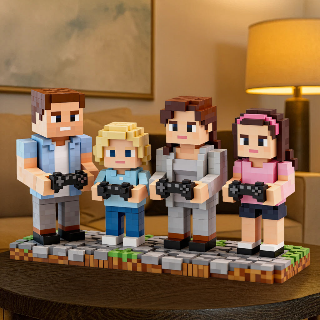 Game Couple, Couple Gift Idea - Personalized Block World Custom Shaped Acrylic Plaque